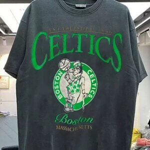 BOSTON CELTICS basketball logo short sleeve retro shirt reprint
